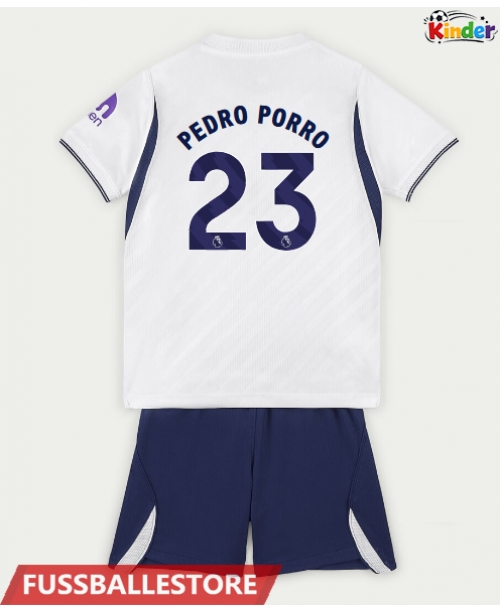 Günstige Tottenham Hotspur Pedro Porro #23 Heimtrikotsatz Kinder 2026-27 Kurzarm (+ Kurze Hosen)